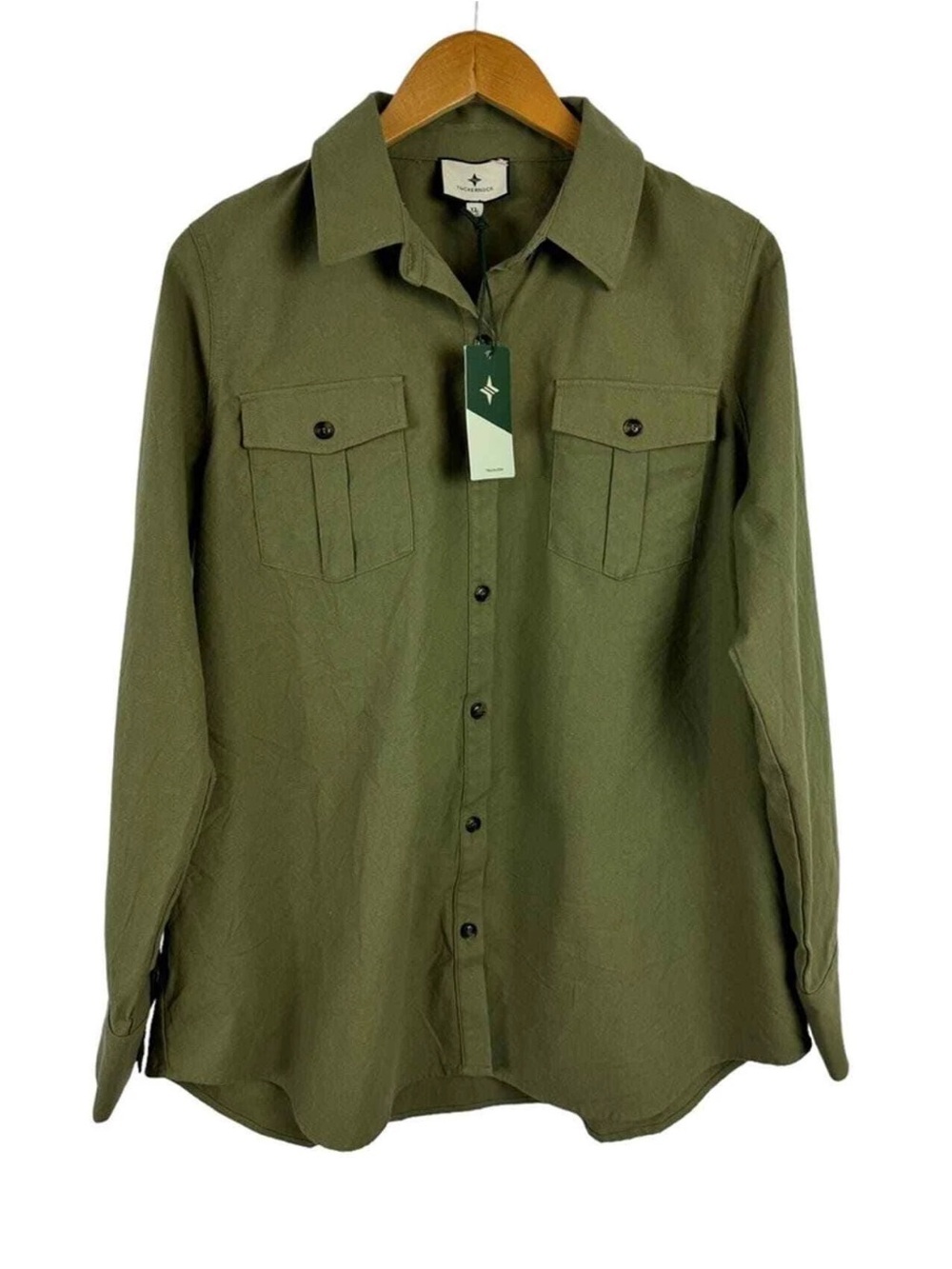 New Tuckernuck Olive Steele Button Down Long Sleeve Boyfriend Shirt Size SMALL